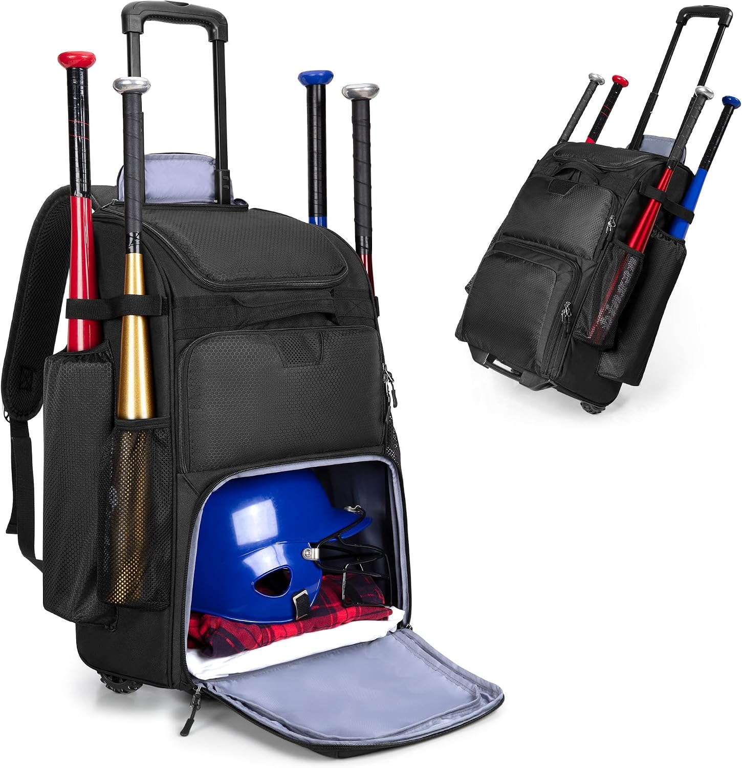 Heavy Equipment Usa - Ransel Bisbol Beroda dengan Roda, Tas